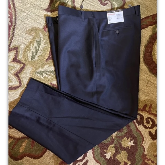 TASSO ELBA Greg Norman 42W x 30L FlatFront Wool Natural Stretch BLACK $150 NEW - Picture 1 of 13